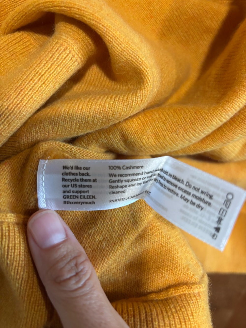 Eileen Fisher 100% Cashmere Mustard Yellow Slouchy Boxy Sweater Plus 2X - Picture 4 of 6